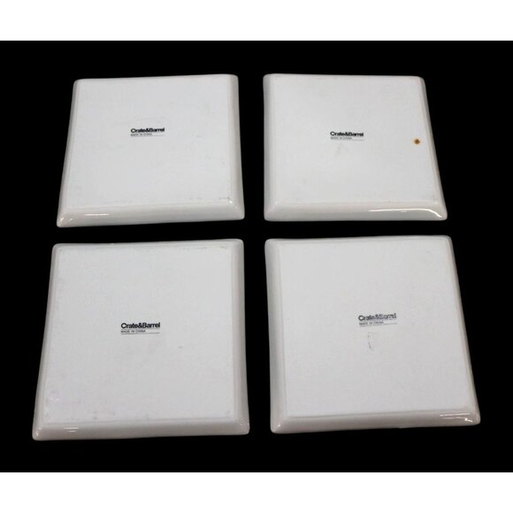 Vintage Crate & Barrel Holiday Appetizer Plate Set. White Reindeers on Bright Re - Picture 3 of 5